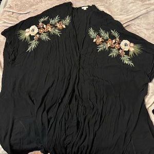 Black cardigan with floral detail